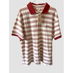 Levis Strauss & Co Shirt Mens Faded Red White Striped Polo Casual Logo 2XL NWT